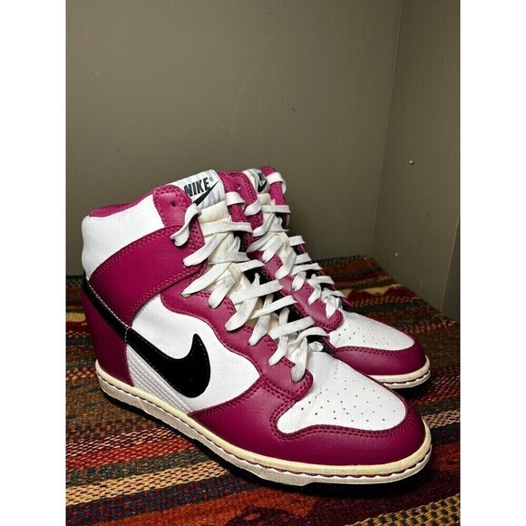 Nike Dunk Sky Hi Bright Magenta Sneakers 528899-502 Black White Wedge 7.5 - Picture 1 of 12